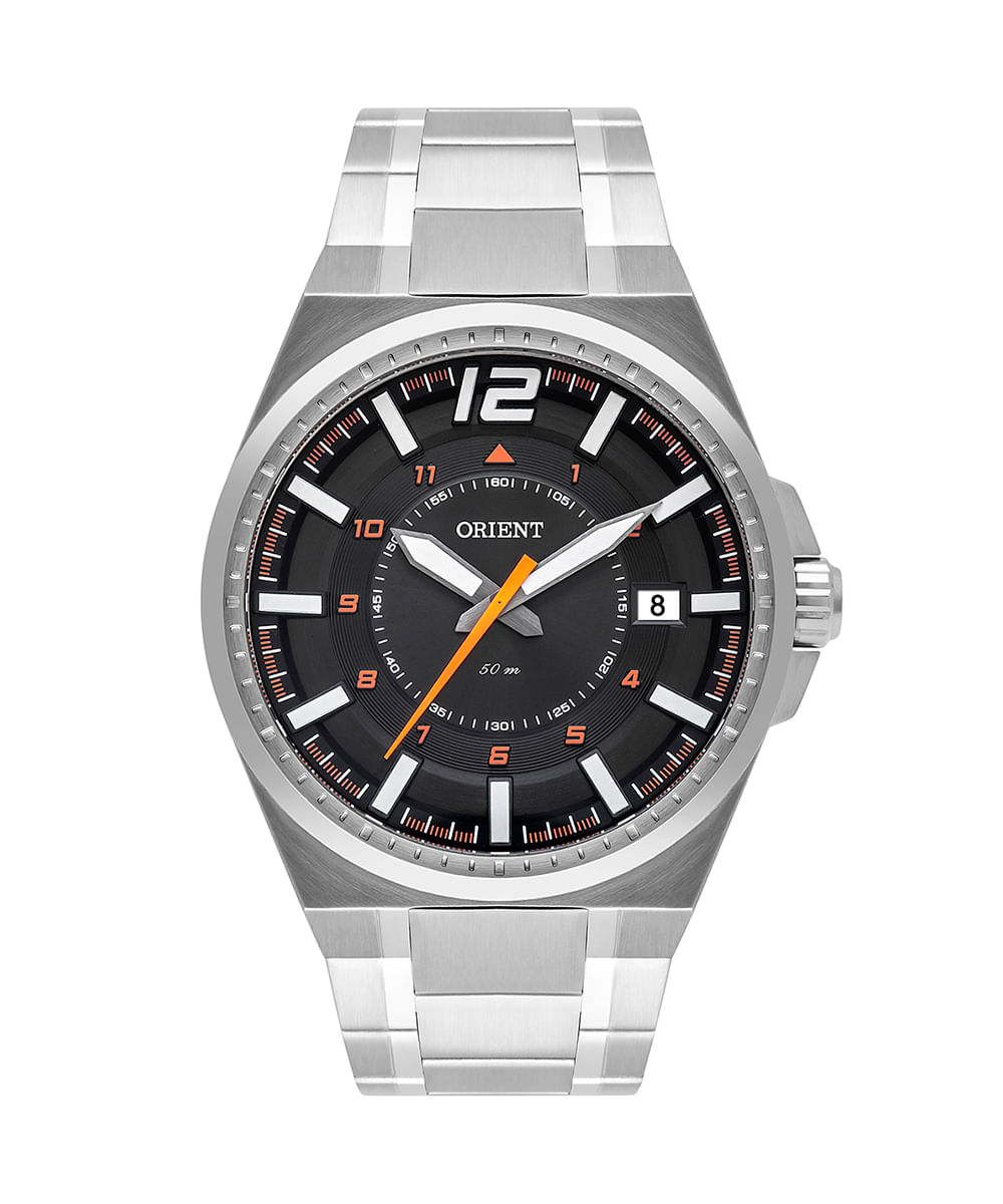 relógio orient analógico com calendário mbss1408 g2sx prateado