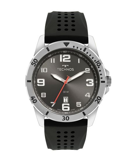 relógio technos analógico com calendário 2115mym-k2f prateado