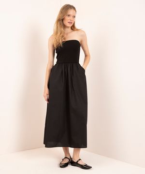 vestido sem alça com bolso mindset preto