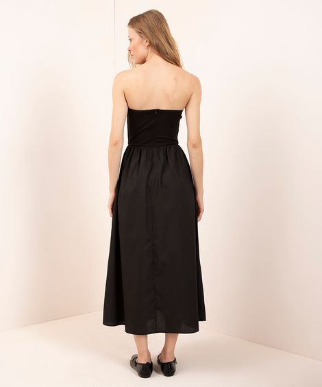 vestido sem alça com bolso mindset preto