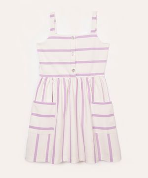 vestido infantil listrado com bolso lilás
