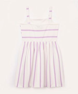 vestido infantil listrado com bolso lilás