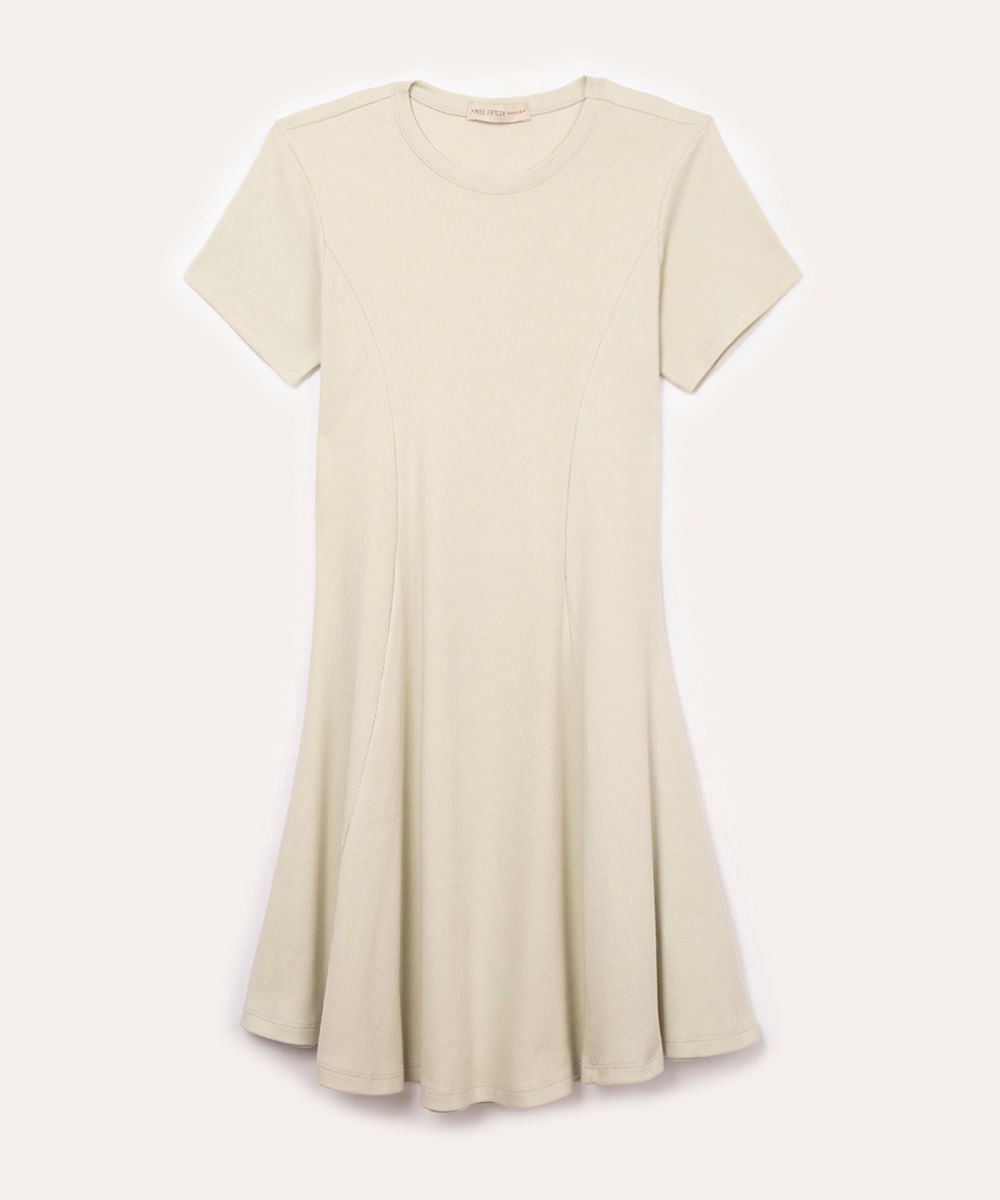 vestido de algodão juvenil evasê manga curta verde claro
