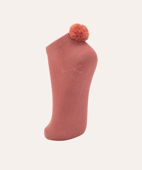 meia infantil com pompom rosa