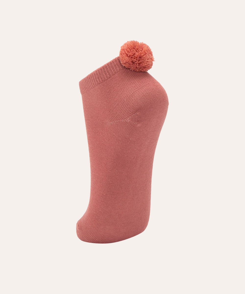 meia infantil com pompom rosa