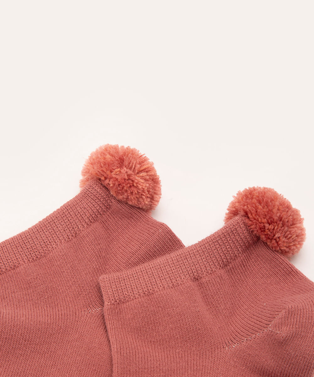meia infantil com pompom rosa