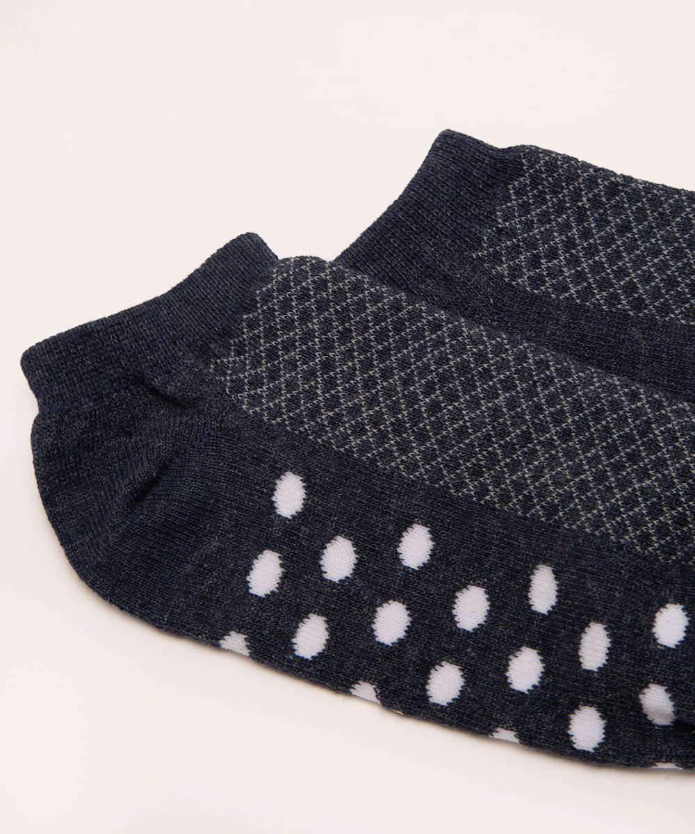 kit de 2 pares de meias cano baixo azul marinho