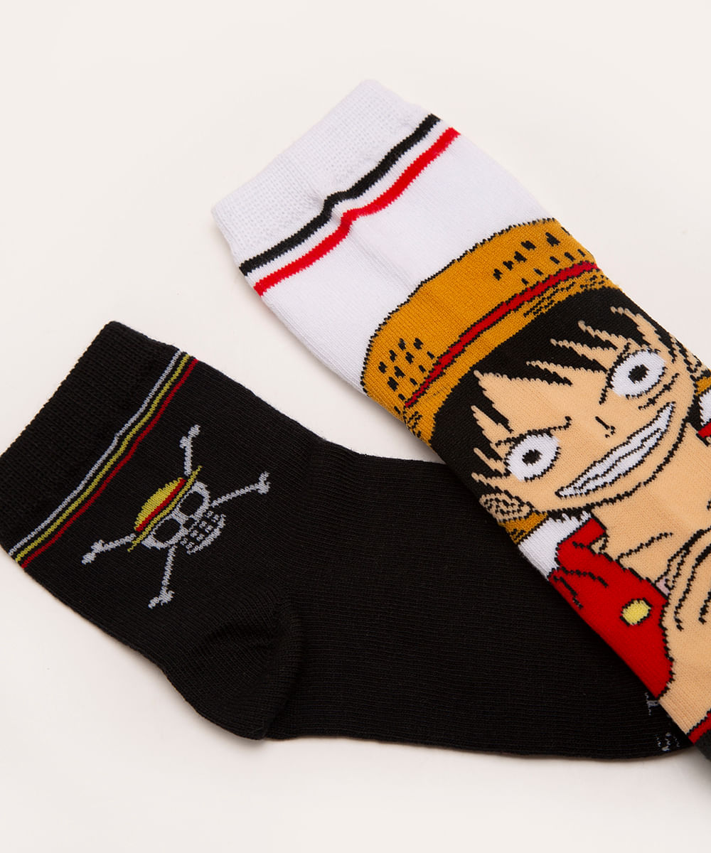 kit de 2 pares de meias infantis one piece colorido
