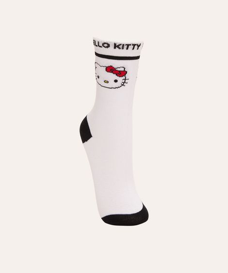 meia cano longo hello kitty branco