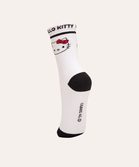 meia cano longo hello kitty branco