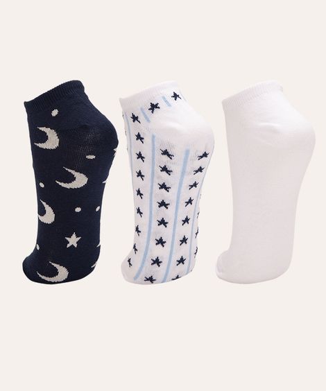 kit de 3 pares de meias estrelas colorido