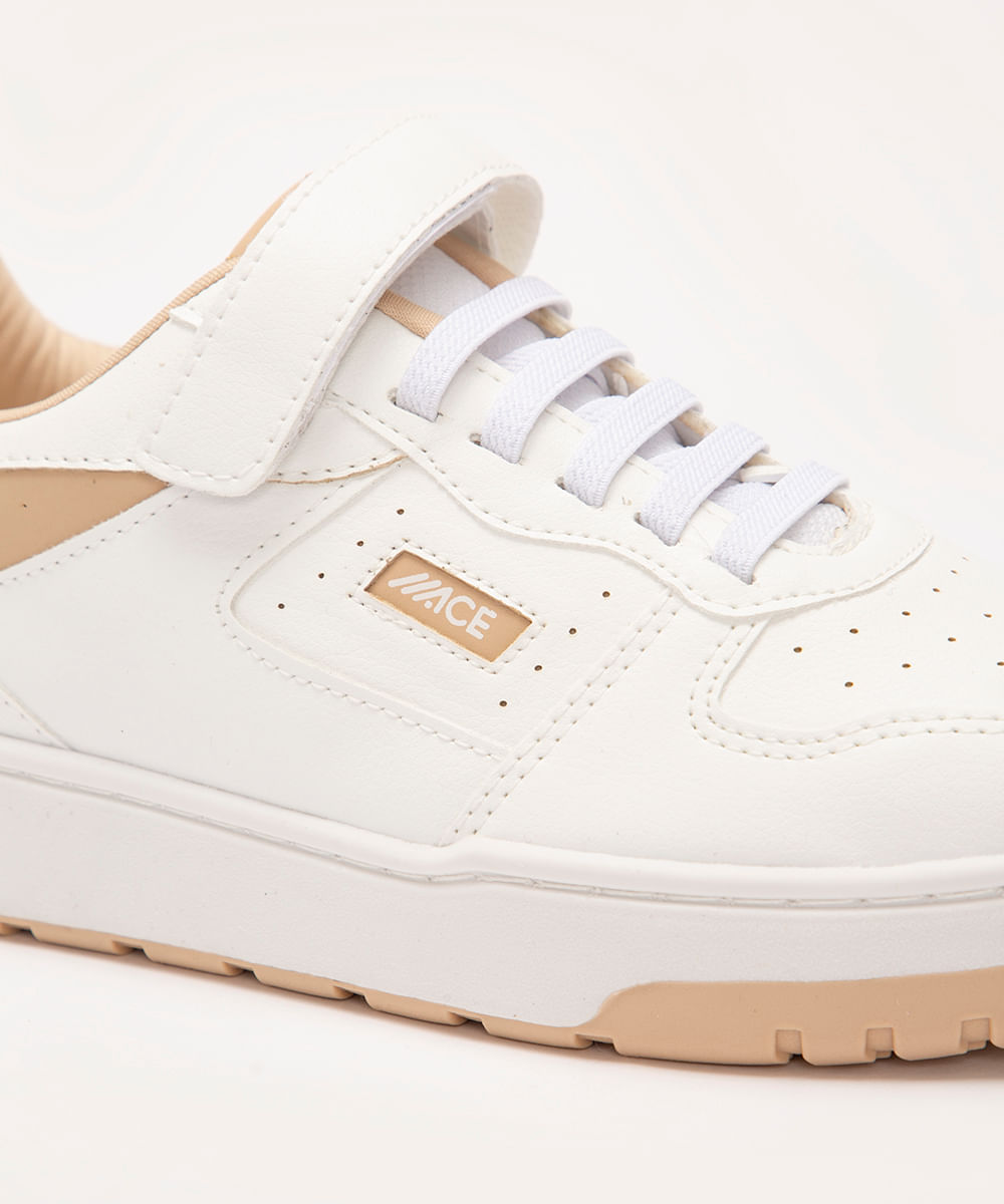 tênis casual bicolor com velcro branco
