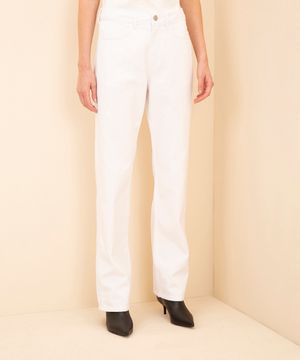 calça de sarja reta copenhagen cintura alta mindset branco