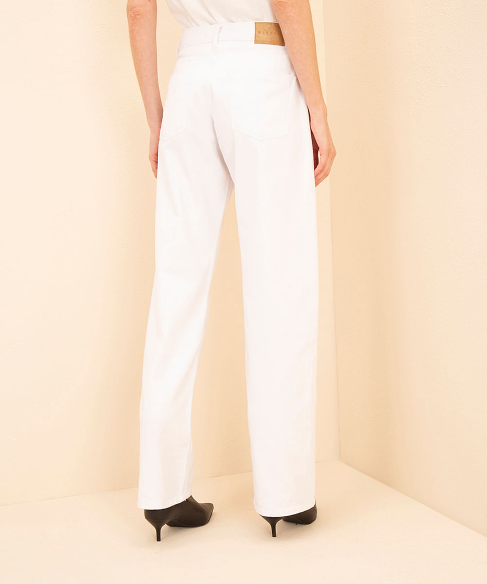 calça de sarja reta copenhagen cintura alta mindset branco