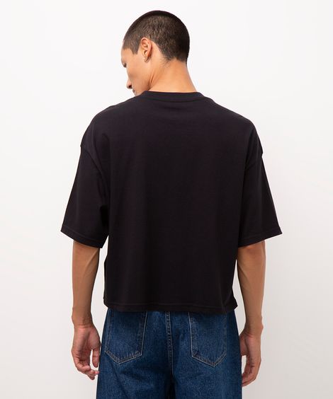 camiseta cropped de algodão preto