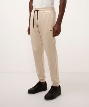 calça jogger de moletom esportiva ace - bege claro