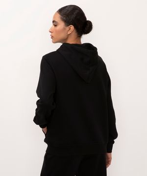 blusa de moletom com capuz e bolso ace preto