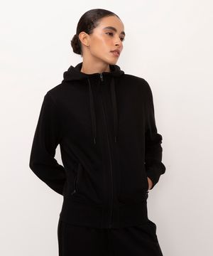 jaqueta de moletom com capuz ace - preto