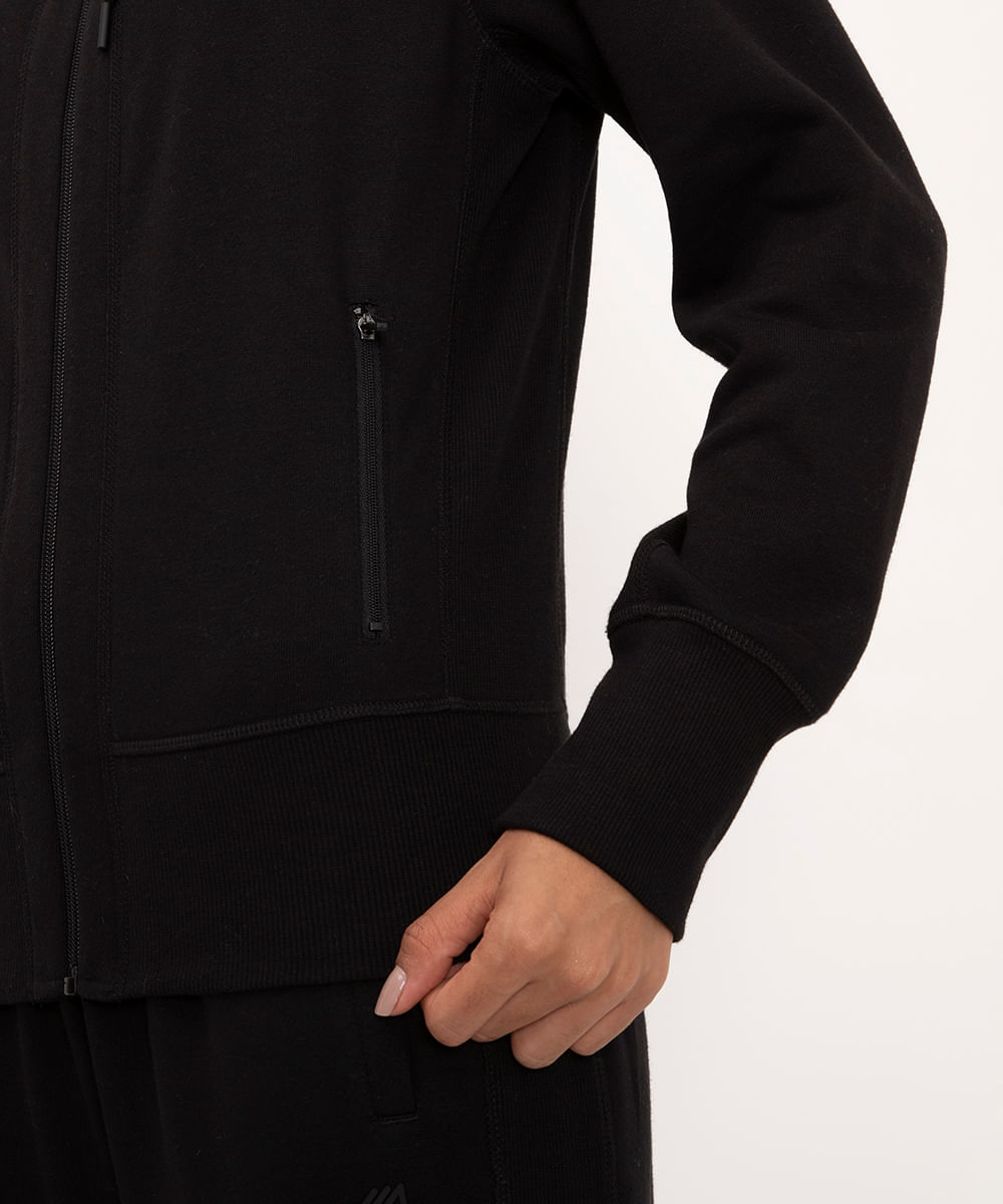 jaqueta de moletom com capuz - preto