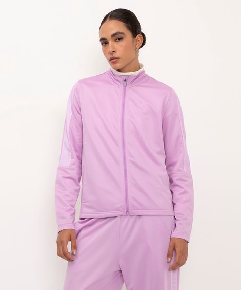 jaqueta gola alta esportiva lilás