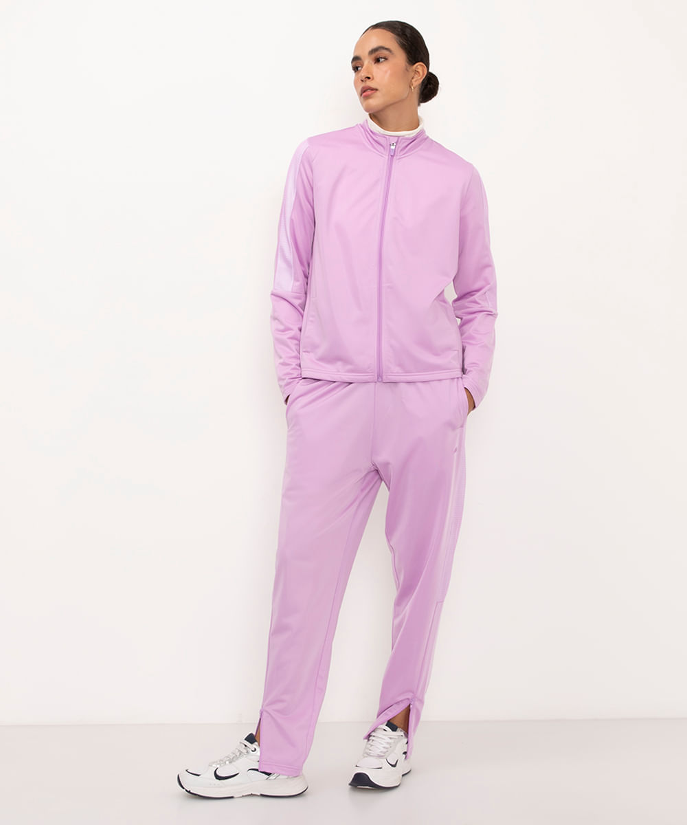 calça jogger cintura alta esportiva lilás