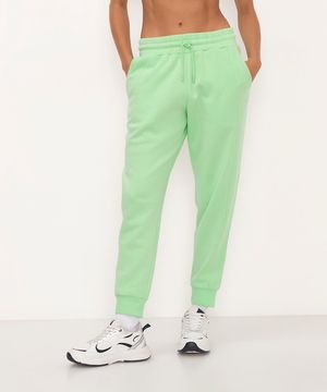 calça de moletom jogger cintura alta verde