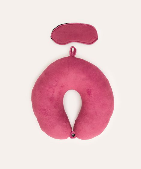 apoio de pescoço com máscara de dormir rosa