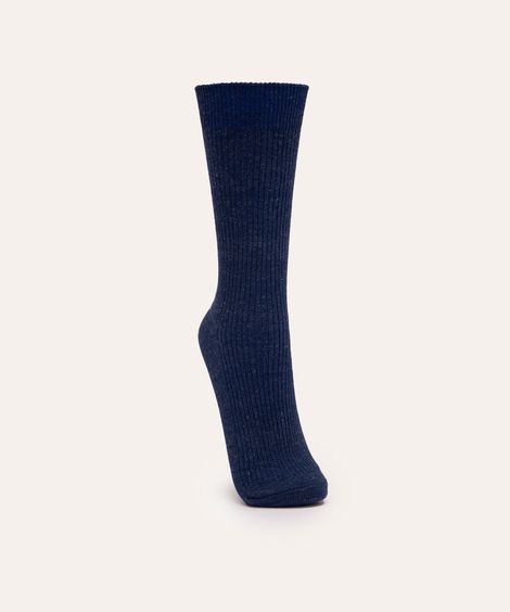 meia canelada cano longo - azul