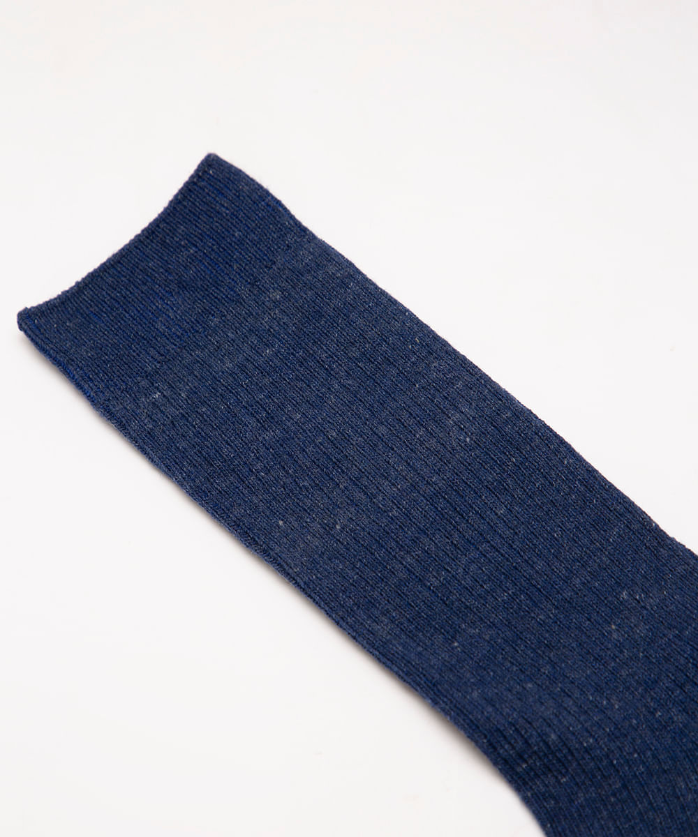 meia canelada cano longo - azul