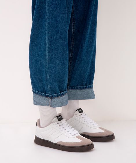 meia canelada cano longo - branco