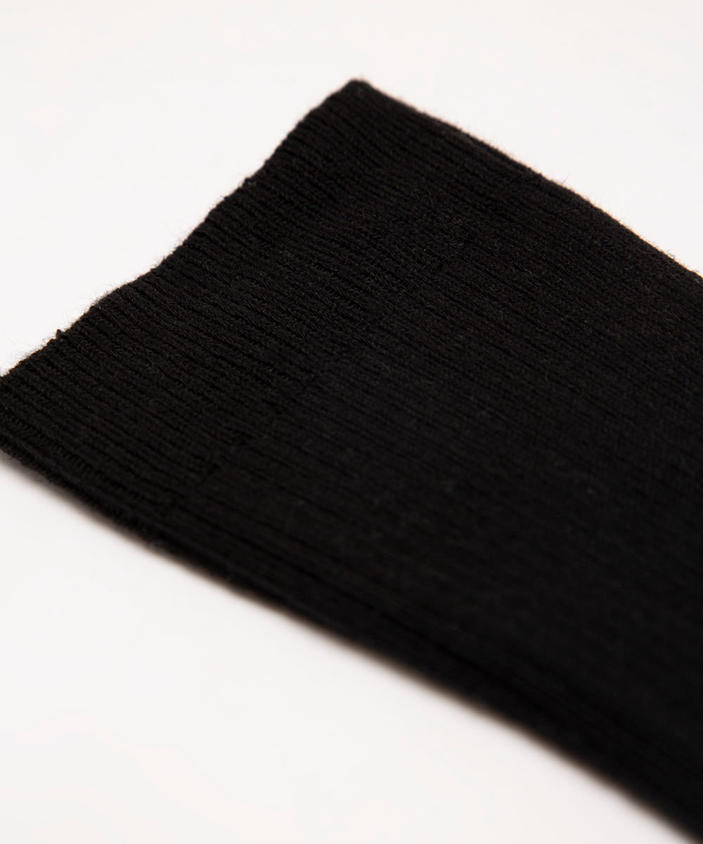 meia canelada cano longo - preto