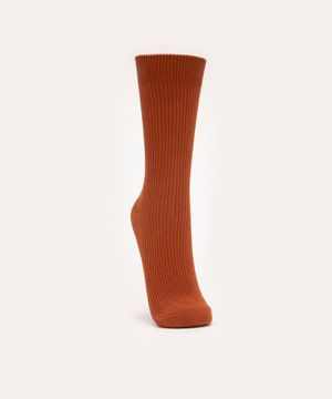 meia canelada cano longo - terracota