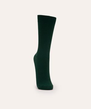 meia canelada cano longo - verde escuro