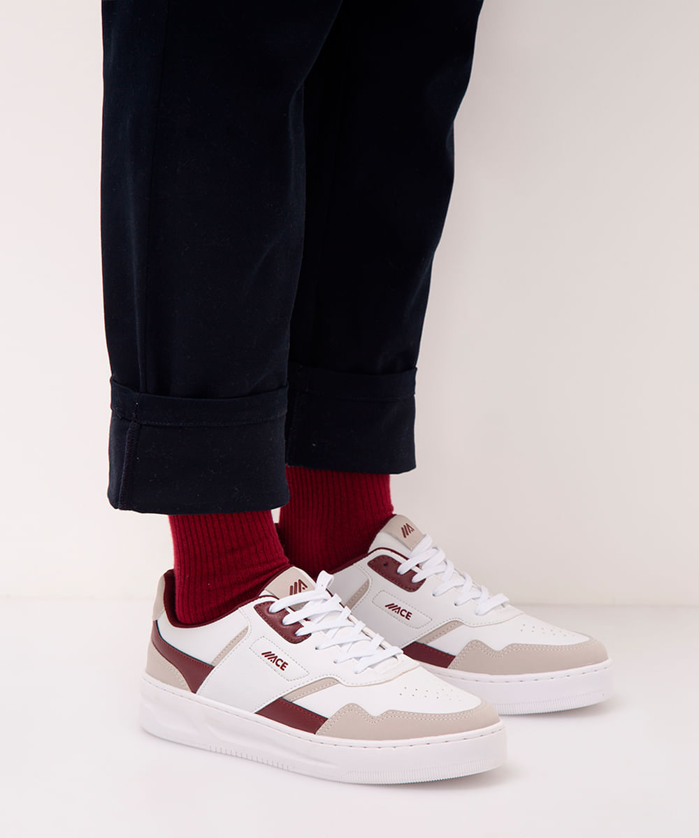 meia canelada cano longo - vinho