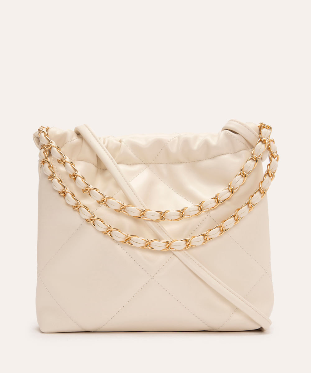 bolsa mini bucket matelassê off white