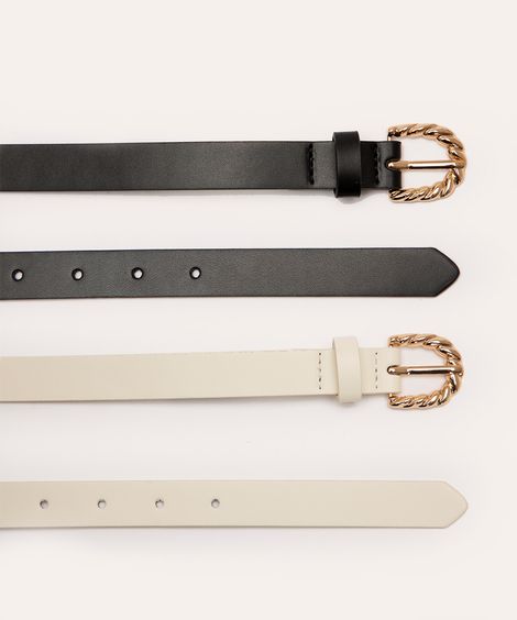 kit de 2 cintos skinny fivela torcida colorido