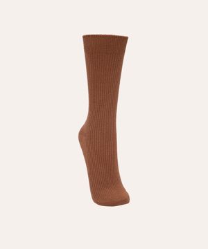 meia canelada cano longo - kaki