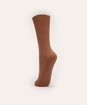 meia canelada cano longo - kaki