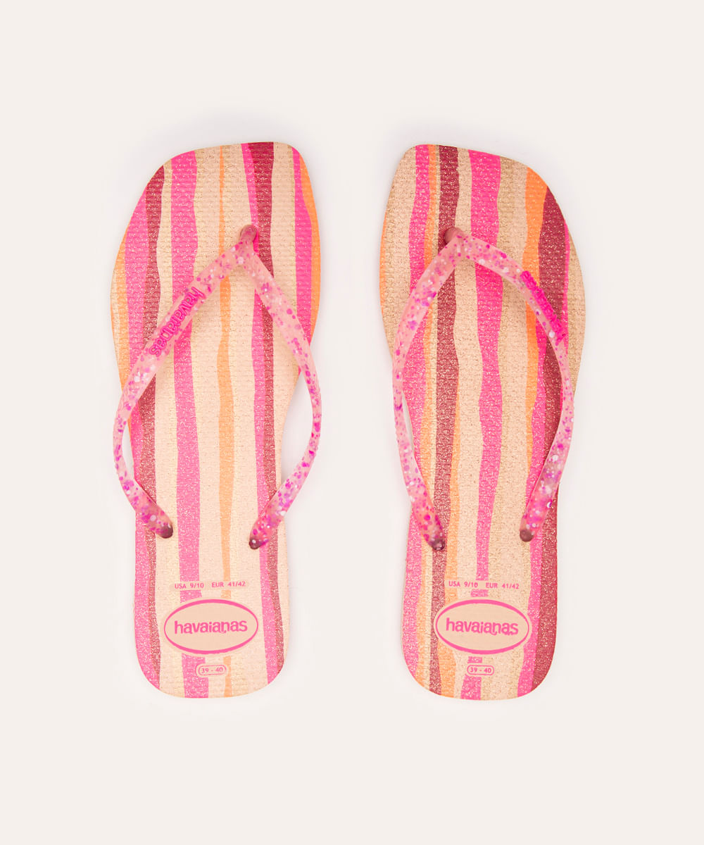 chinelo havaianas slim folia rosa