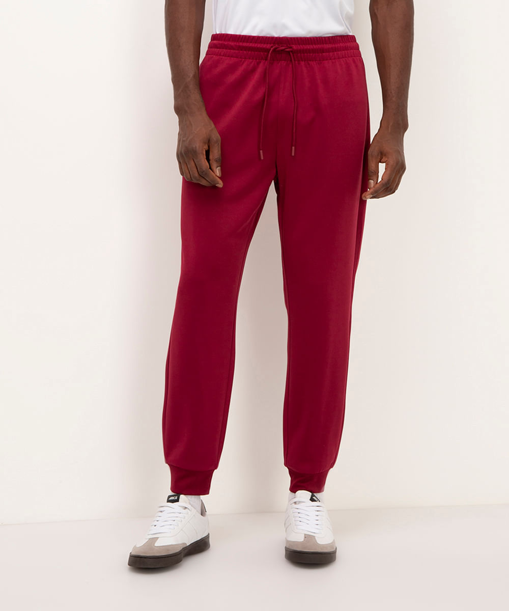calça jogger com recortes esportiva vinho