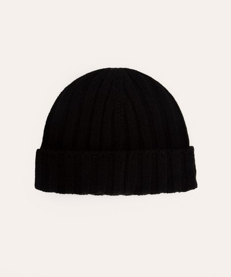 gorro de tricot canelado preto