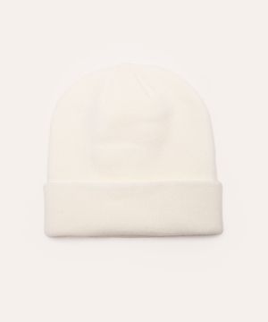 gorro de tricot com dobra branco