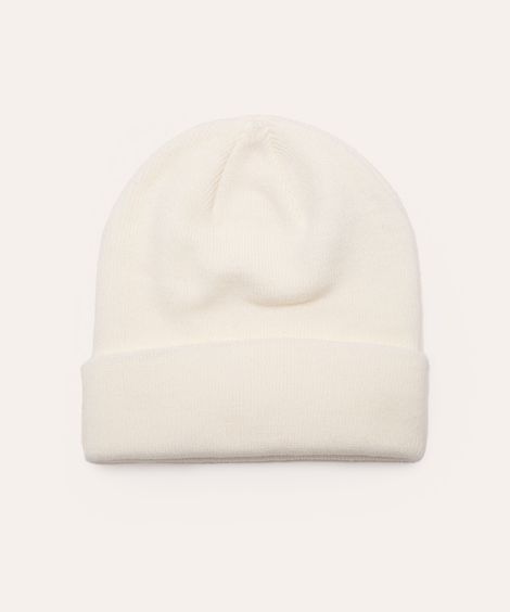 gorro de tricot com dobra branco