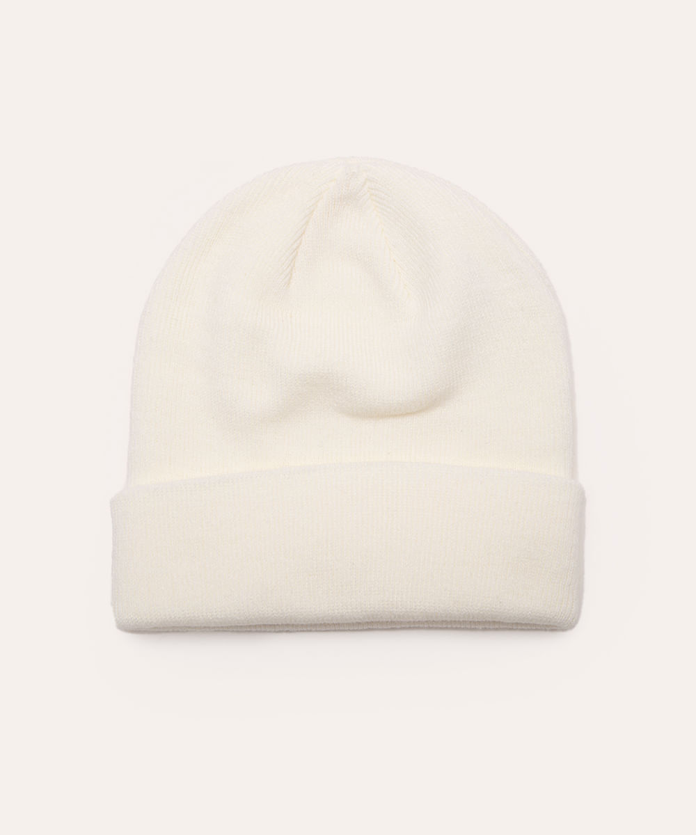 gorro de tricot com dobra branco