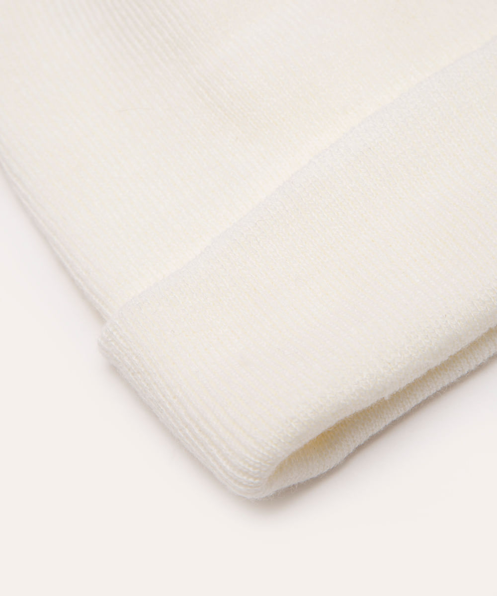 gorro de tricot com dobra branco