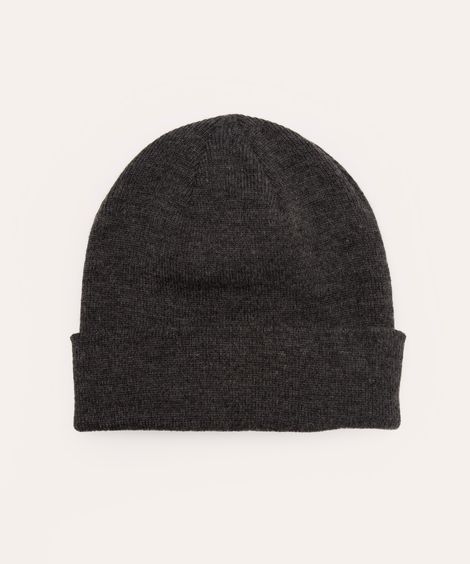gorro de tricot com dobra cinza