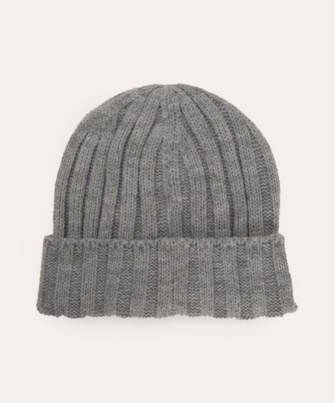 gorro de tricot canelado cinza mescla