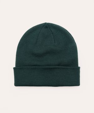 gorro de tricot com dobra verde