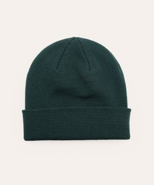 gorro de tricot com dobra verde