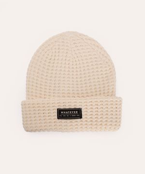 gorro de tricot com dobra off white